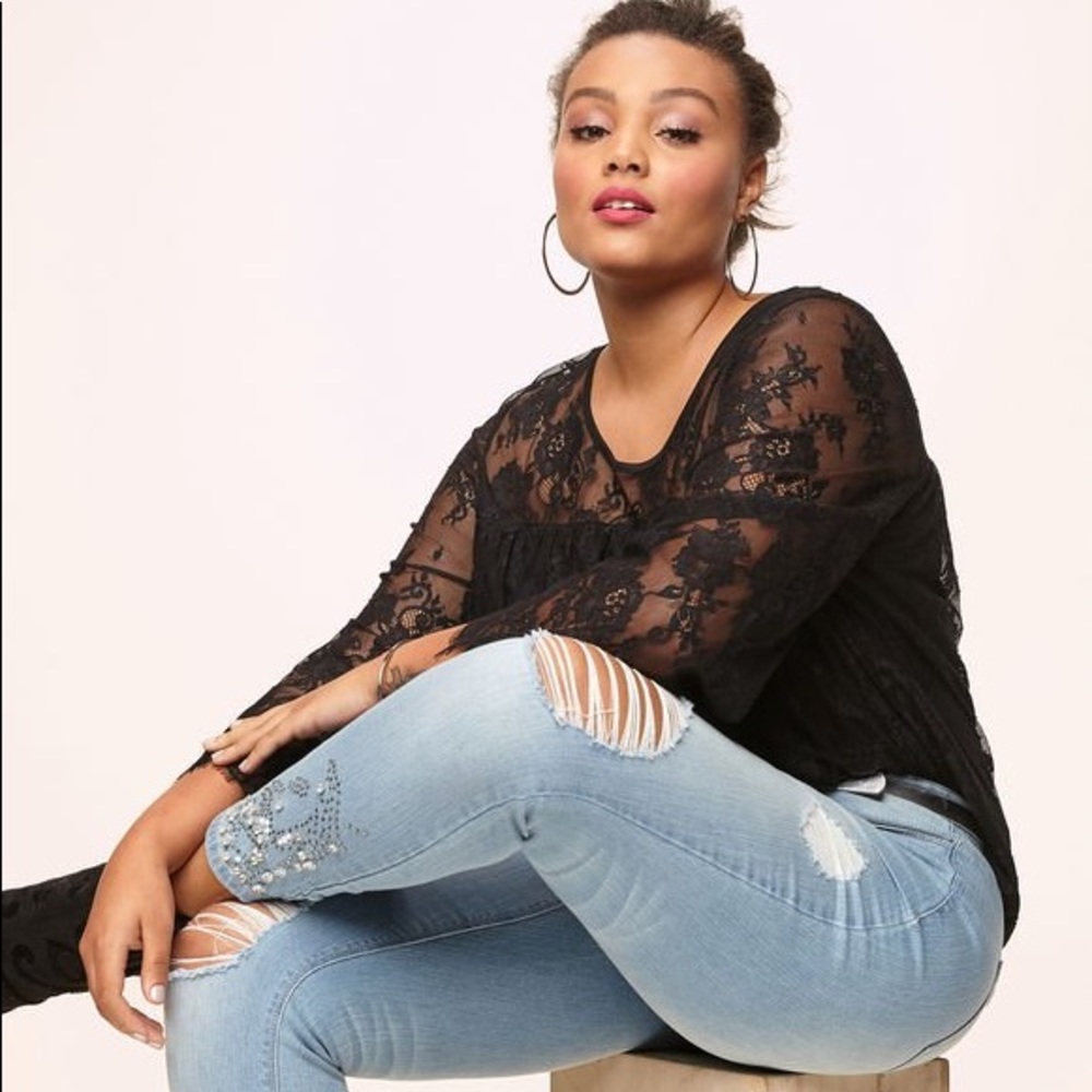 💋💎❣️LORALETTE DESTRUCTED RHINESTONE JEANS❣️💎💋